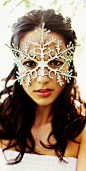 Snowflake leather mask in white #Halloween #leather #mask www.loveitsomuch.com. I LOVE it!!!