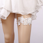 新娘袜带 欧式蕾丝吊袜带 白色花朵腿饰腿套 婚庆用品 亚马逊热卖