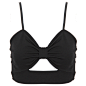 own the runway-Black Bow Front Crop Top蝴蝶结抹胸