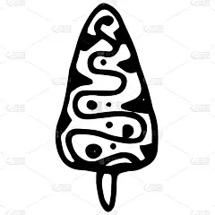 圣诞树图标。手绘三角形圣诞树的图案与线和点，孤立的黑色轮廓在白色为圣诞节和新年画