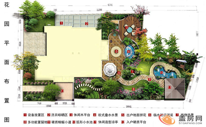 惬意诗画般花园绿化设计效果图