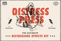 复古斑点砂砾垃圾颗粒纹理木纹效果垃圾纸纹PS插画笔刷 Distress Press for Photoshop