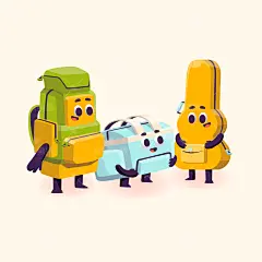 学习教育图书插画素材插画插图标 icon 涂鸦 黑白简笔画 插画 漫画 卡通Backpack Buddies