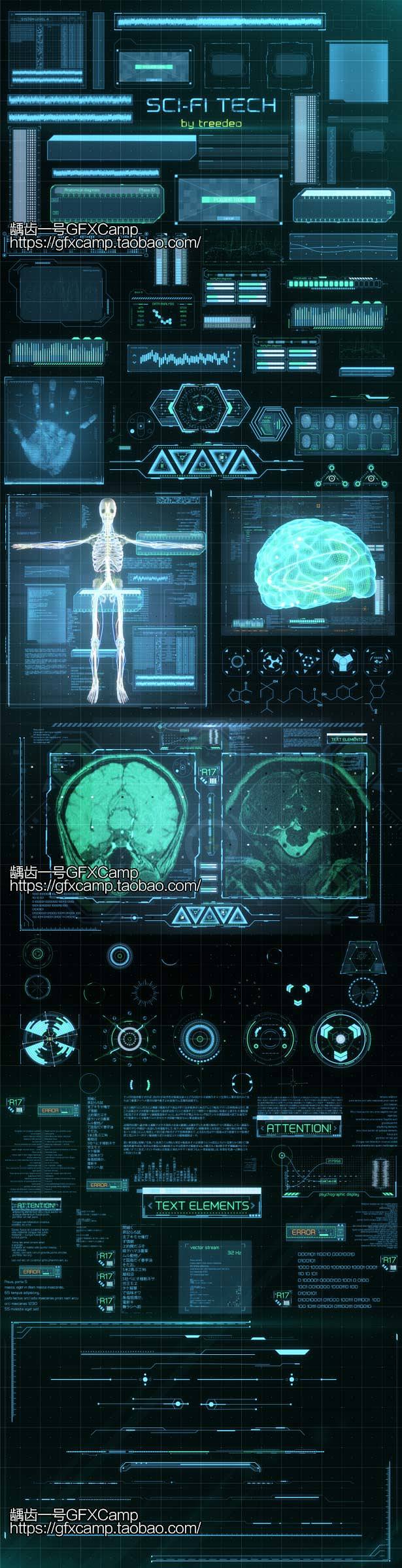 AE模板-高科技HUD人体人脑机器屏幕人...