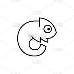 变色龙,线图标,背景分离,野生动物,蜥蜴,现代,动物,品牌名称,尾巴,爬行纲