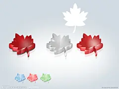 立体 枫叶 图标 红 灰 蓝 绿 白 粉