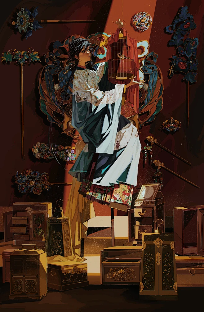 笼中鸟 又画了站街pa -方垣-花瓣网