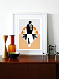 Mad Men poster print Mid Century Modern Eames vintage office retro kitchen art - Mad Men Orange A3 via Etsy: 