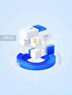 科技3d商务风互联网金融立体小图标企业数据办公魔方图片_潮国创意