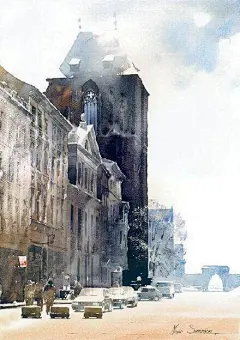 波兰水彩画家 Michal Suffczynski 漂亮的水彩欧式建筑插画