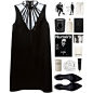 A fashion look from January 2016 featuring sleeveless dress, black flat shoes and envelope clutch. Browse and shop related looks.