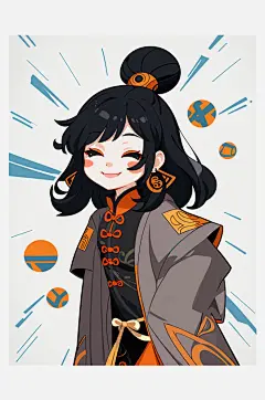 数字艺术扁平风贴画插画贴纸素材-众图网