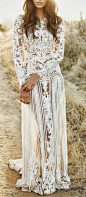 Long White Bohemian Lace Dress. Very intricate www.tweddingdress.com: 