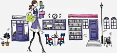 卡通少女素材_新图网 https://ixintu.com 卡通 手绘 卡通人物 插画 彩色 少女 图书馆