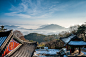 The morning at the Buddhist temple : morning calm at the temple. 