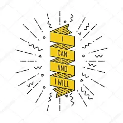 我可以我会的。鼓舞人心的矢量图，在平面样式、 细线图标为框架，贺卡，电子邮件新闻稿、 网站的广告横幅，平面海报励志名言印刷海报设计