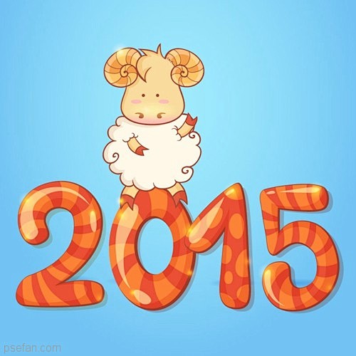 2015年卡通绵羊背景矢量素材