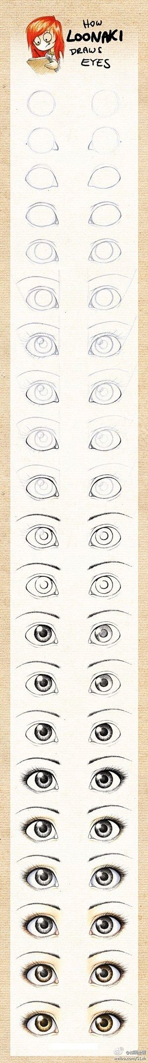 【超级经典：眼睛画法手绘教程】从线稿到简...