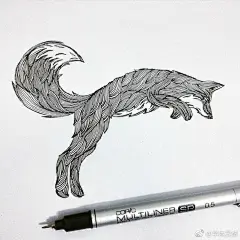 创意动物针管笔插画作品#灵感资料库# ​​​​