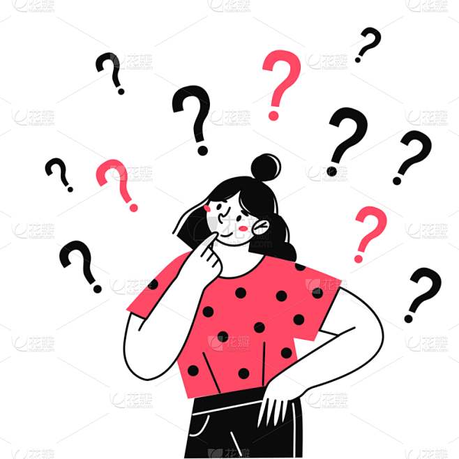 女人,绘画插图,卡通,问号,矢量,女孩,平坦的,高雅,问,想