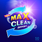 Max clean laundry detergent design Premium Vector