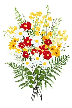 典雅花卉扁平化设计素材
