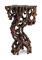A CARVED HARDWOOD ROOT-FORM STAND  QING DYNASTY (1644-1911)