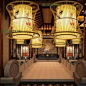 中式吊灯东南亚风格创意日式田园竹编灯餐厅茶楼走廊包厢羊皮吊灯