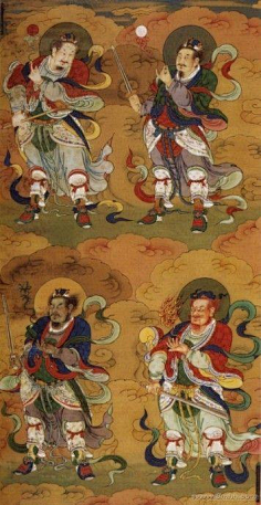 护法四帅:赵玄坛,关帝君,马灵官,温元帅那只不二的猫采集到中古采集灶
