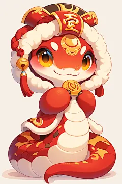 AI数字艺术国潮蛇年新年插画