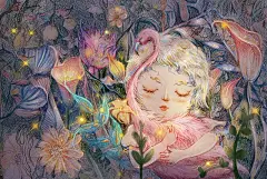 手绘森系插画彩铅少女儿童梦幻美好图片下载