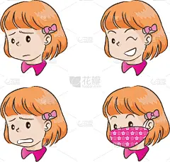 矢量卡通女孩表情包