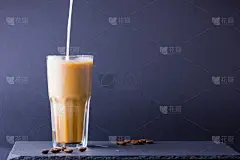 饮料,杯,背景,夏天,咖啡,拿铁咖啡,留白,黑色,玻璃,冰块