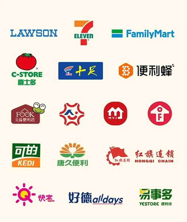 便利店品牌logo合集，你家门口有几家？