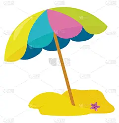 海滩上的雨伞，插图，白色背景上的矢量