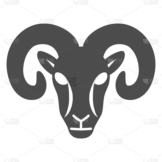 公羊固体图标，农场动物概念，绵羊标志的白色背景，轮廓的公羊图标在象形风格的移动概念和网页设计。矢量图