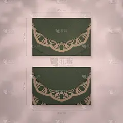 印有贵品牌的绿色豪华棕色图案名片。