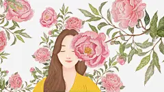 卡通手绘花丛里的女孩高清素材 卡通 手绘 粉色花朵 绿叶装饰 花丛里的女孩 长发女孩 免抠png 设计图片 免费下载