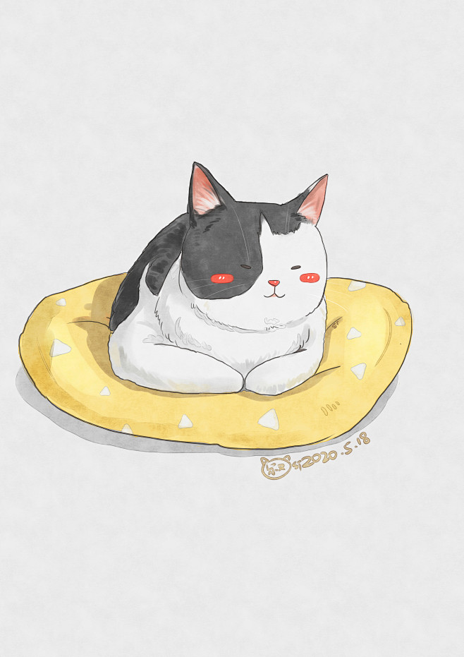 一只叫墨子的猫 猫咪 水彩 插画