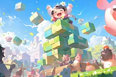 白云春游儿童插画图片
