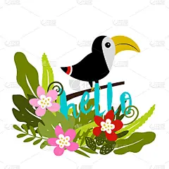 美丽的热带背景与头看，叶，花。