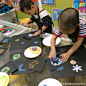 #儿童画素材##儿童创意美术##创意儿童画# 小班漏印作品：《插花》 2南京·101画室