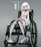 Anime 2196x2468 anime anime girls white hair Wheelchair white dress pantyhose dropper