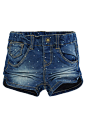 MINI ANJA SLIM DENIM SHORTS - Name it : Denim shorts with adjustable waist, press stud closure, belt loops, and decorative dot pattern.