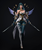 1195534-Cifangyi-CGI-women-blue-hair-warrior-armor-wings.jpg (3840×4565)