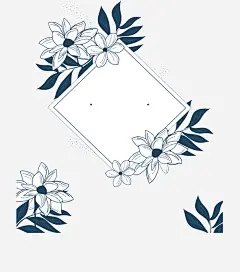 蓝色复古花朵边框矢量图高清素材 复古风 婚礼请帖 矢量png 花朵边框 蓝色花朵 邀请函 矢量图 免抠png 设计图片 免费下载
