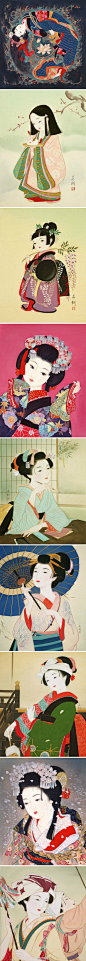 佃喜翔（Kisho Tsukuda) 　　1955年熊本县人，日本现代著名插画师。擅长绢本着色日本画技画法，描绘细腻抒情的柔美女性。 



