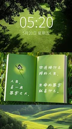 绿色系实景拼贴全屏手机壁纸aigc