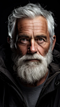 46 YEARS, White or gray hair, Beard or mustache, Wrinkles, Erect posture, Penetrating eyes, Calm and peaceful face, Gentle and compassionate appearance