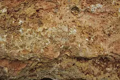 岩石，层状结构，暖棕色，黄色，红色阴影。